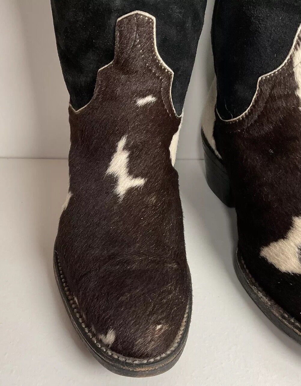 Vintage Larry Mahan Cow Hair Cowgirl Pony Boots 8 B