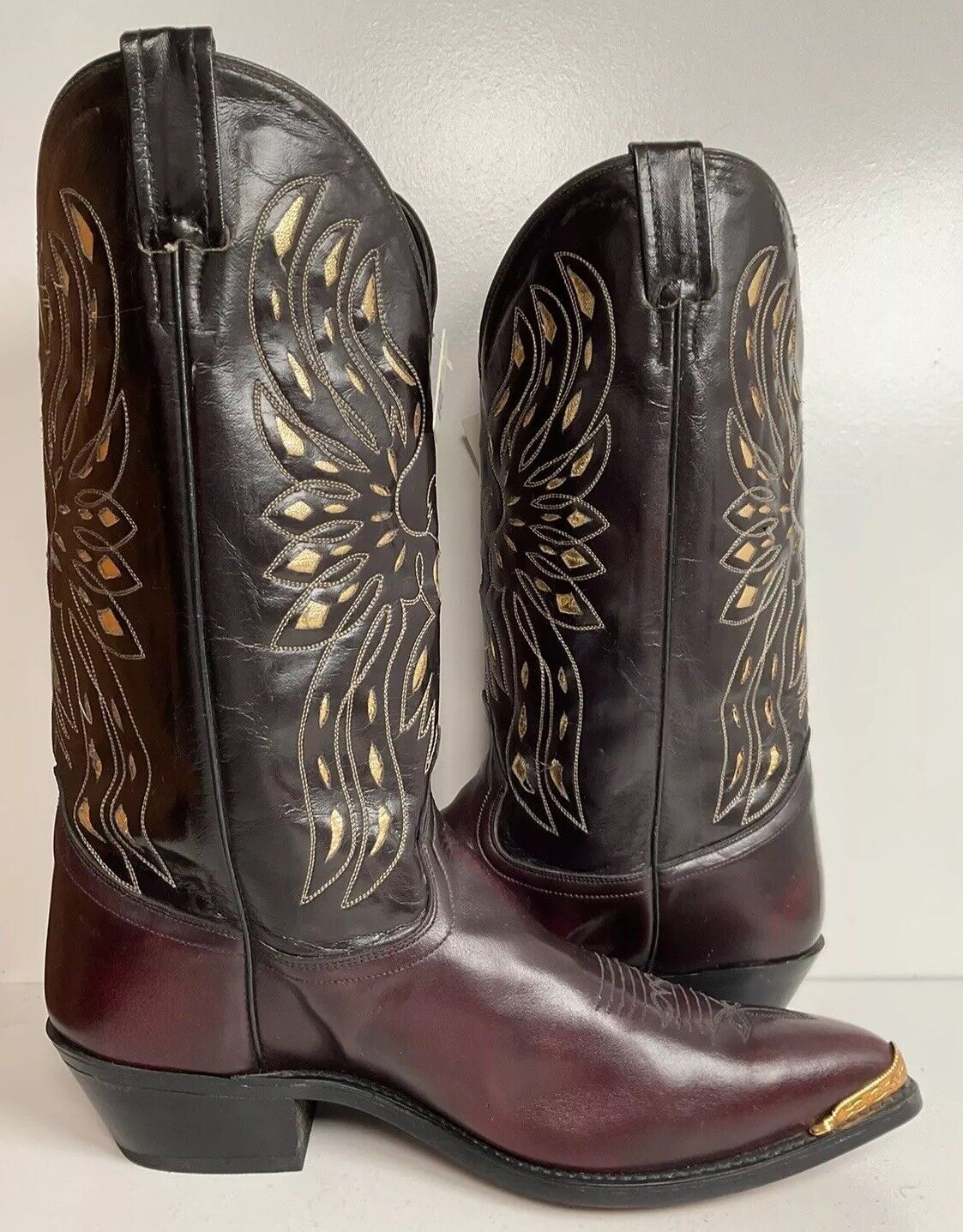 Vintage ACME Glitter Thunderbird Cowboy Boots 12 EW New Old Stock Tooled Inlay