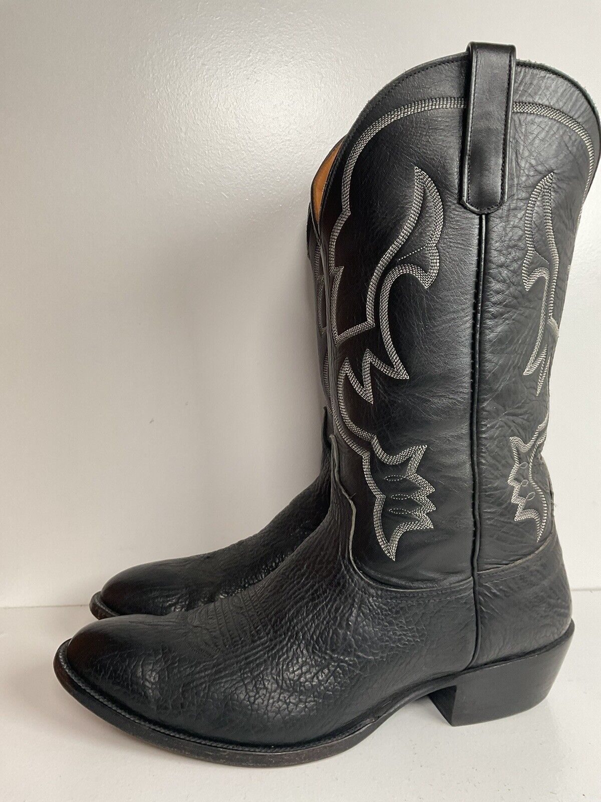 Anderson Bean Black Bullhide Cowboy Boots 12 EE USA Made