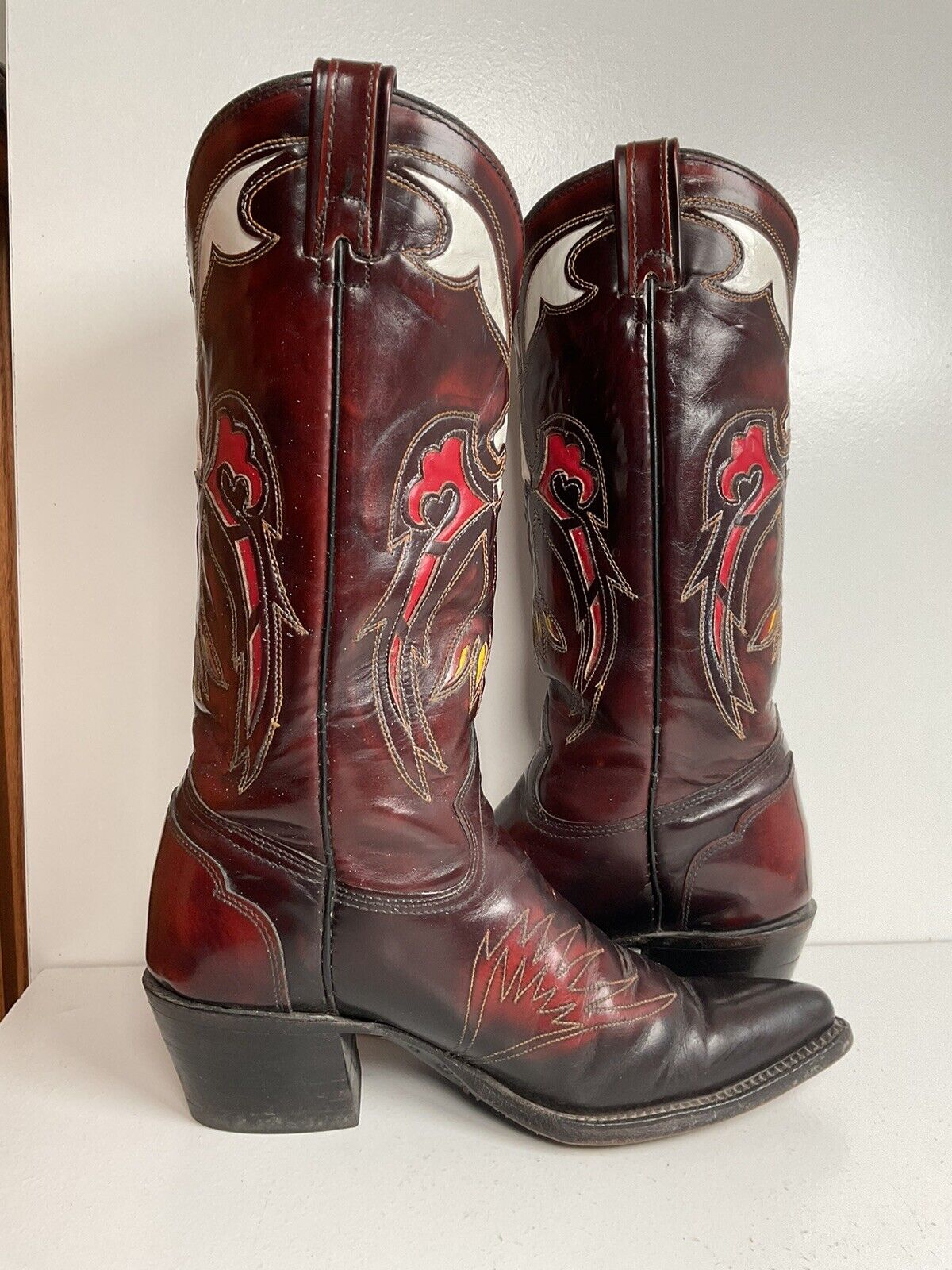 Texas Eagle Thunderbird Patent Leather Cowboy Boots 8 D Inlay Bicenten Lake s Boot Company