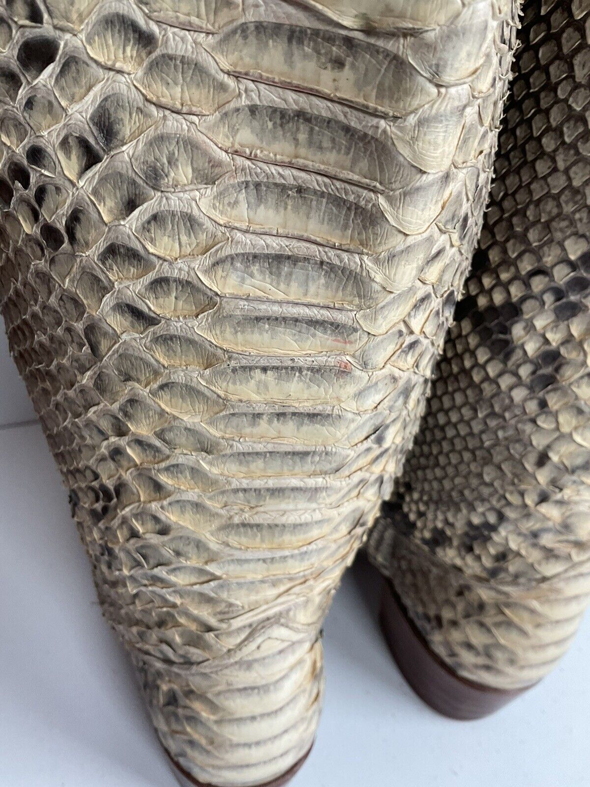 Frye Deborah Full Python Snakeskin Cowgirl Boots 9 M Goodyear Welt Spain