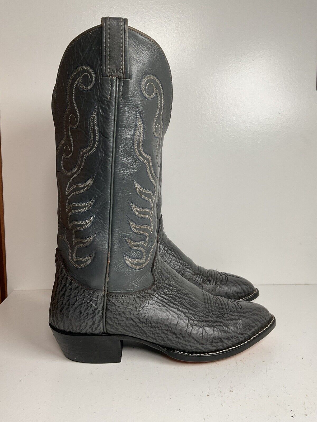 Hondo Exotic Sharkskin Cowboy Boots 8.5 D New Half Soles