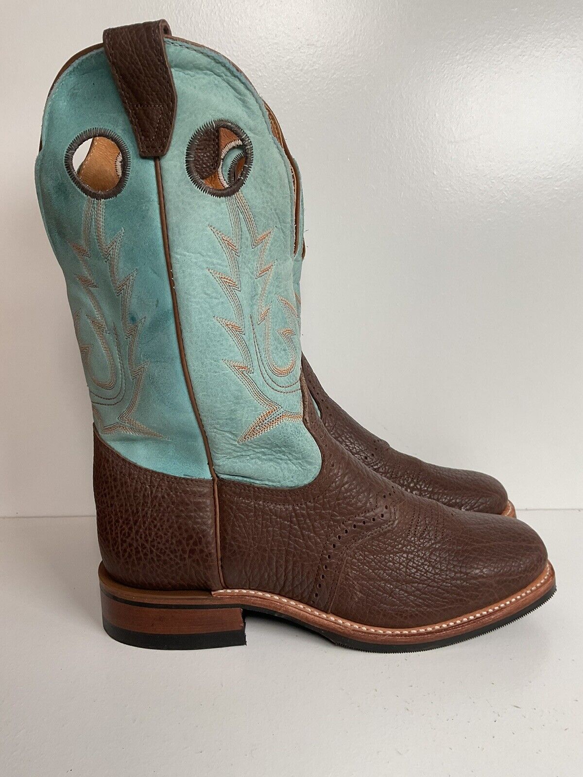 Boulet Turquoise Buckaroo Cowgirl Boots 9.5 C Crepe Sole