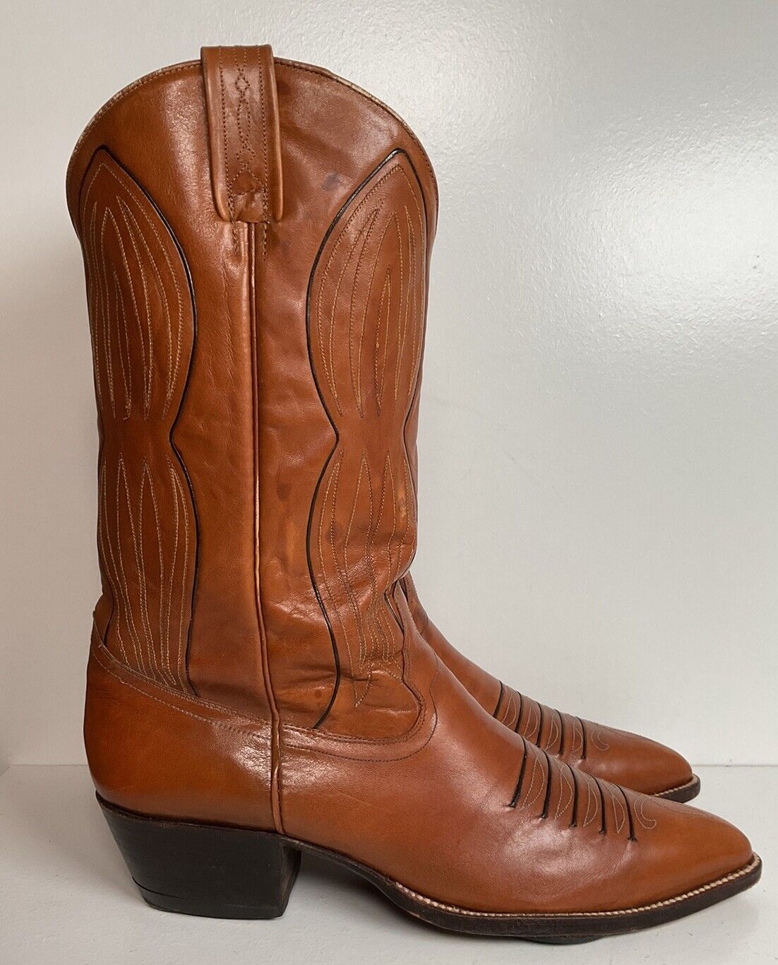 Vintage Dan Post Line Dancing Cowboy Boots 12 B Made in Spain