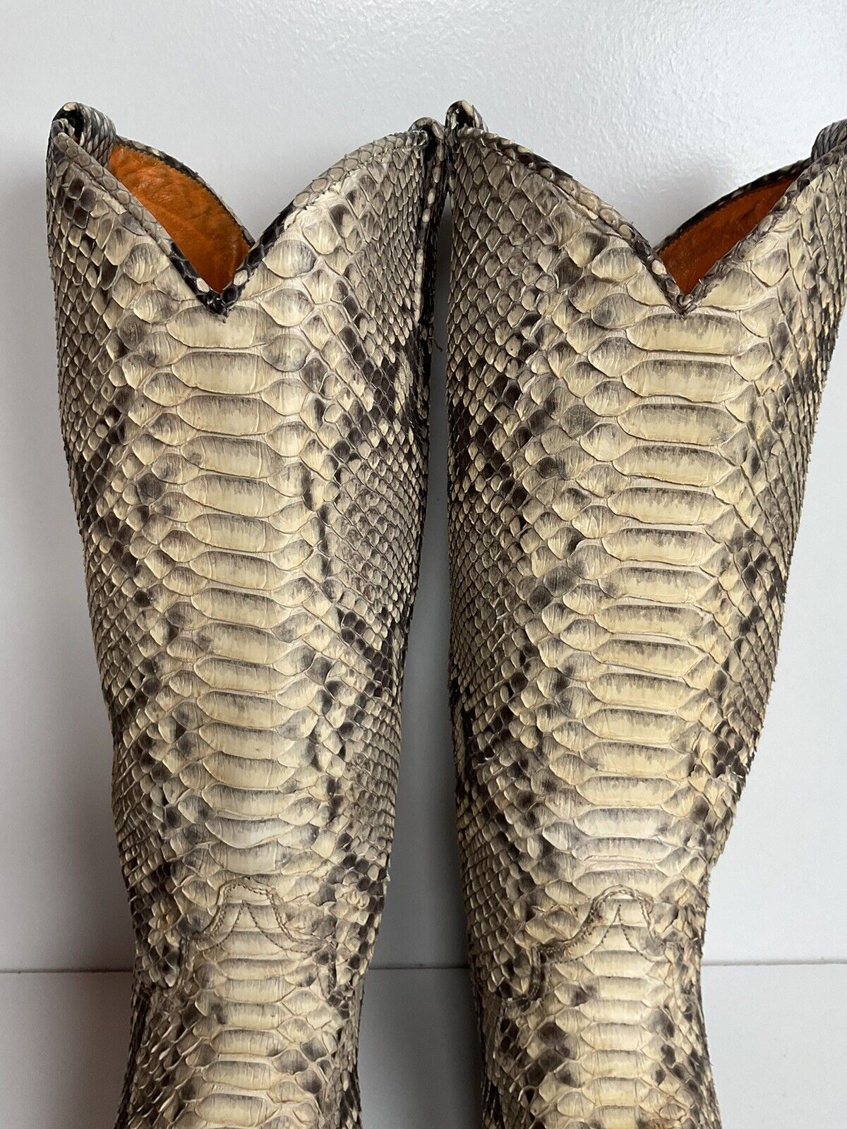 Frye Deborah Full Python Snakeskin Cowgirl Boots 9 M Goodyear Welt Spain