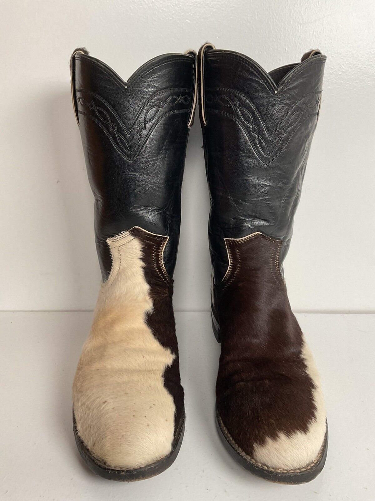 Justin Calf Hair On Cow Hide Pony Cowgirl Roper Boots 6 B Western USA Made