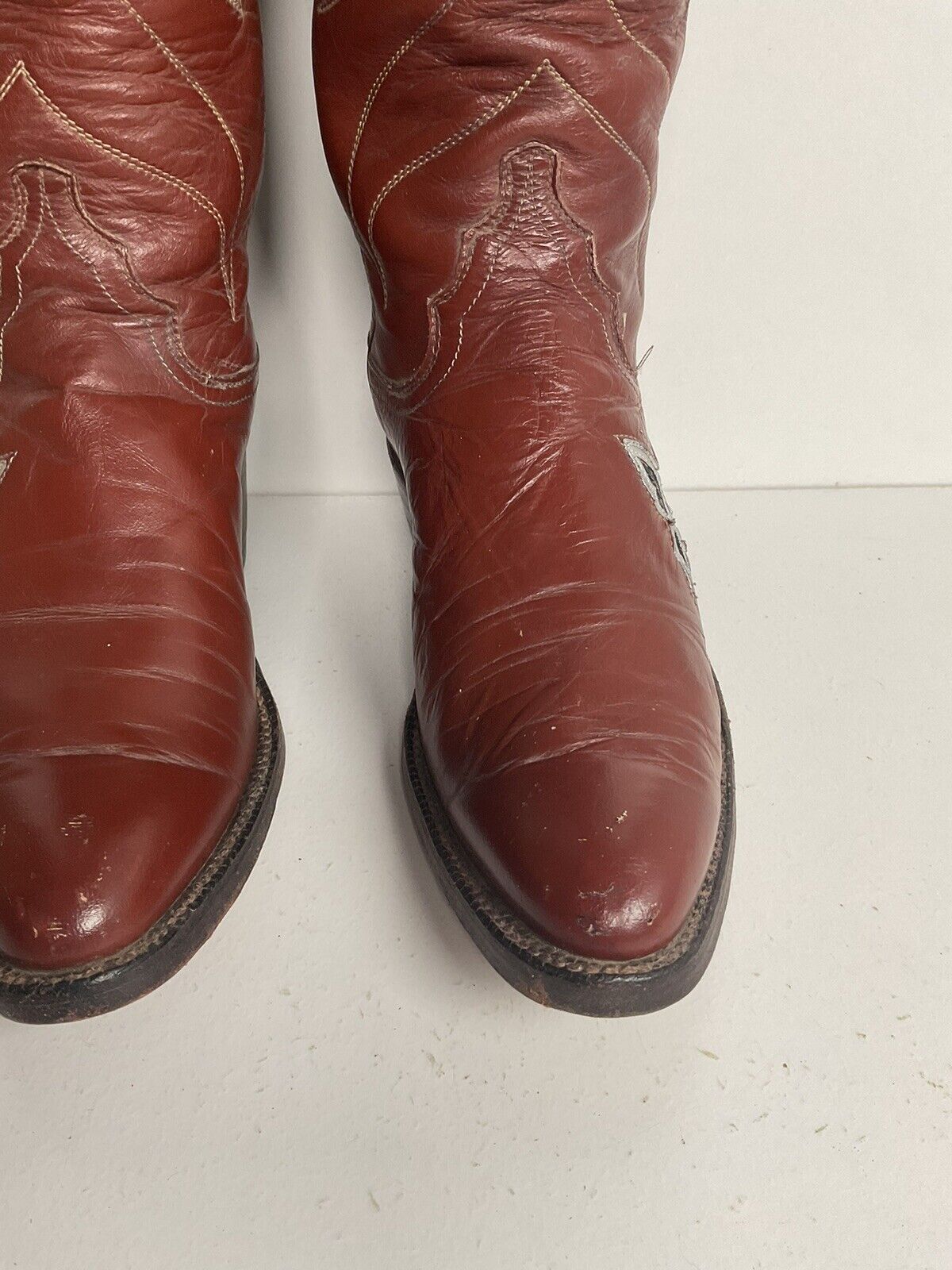 Vintage Justin 18” Butterfly Cowgirl Boots 5.5 C Snakeskin Inlay 70s