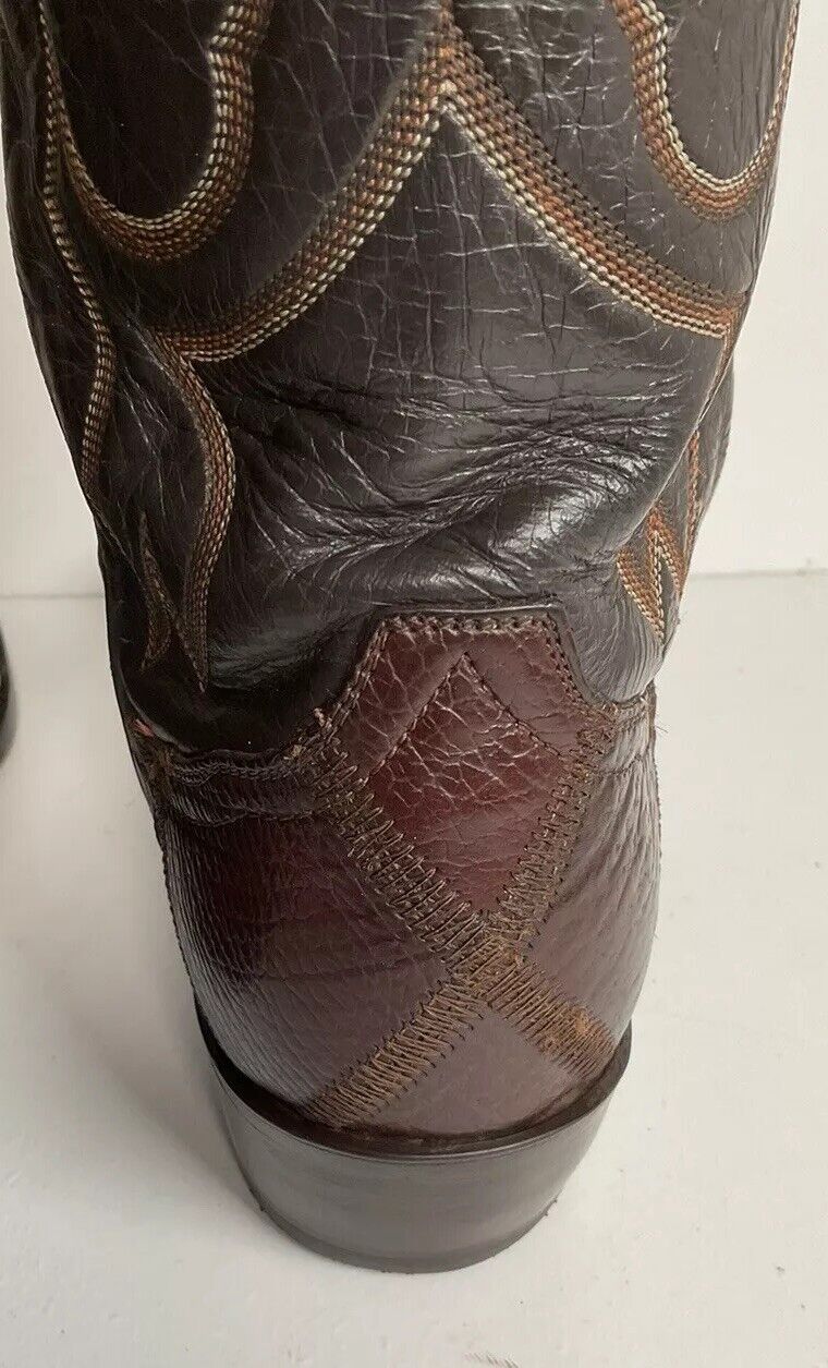 Vintage Tony Lama Patchwork Cowboy Boots 9.5 D Bullhide Black Label Resoled