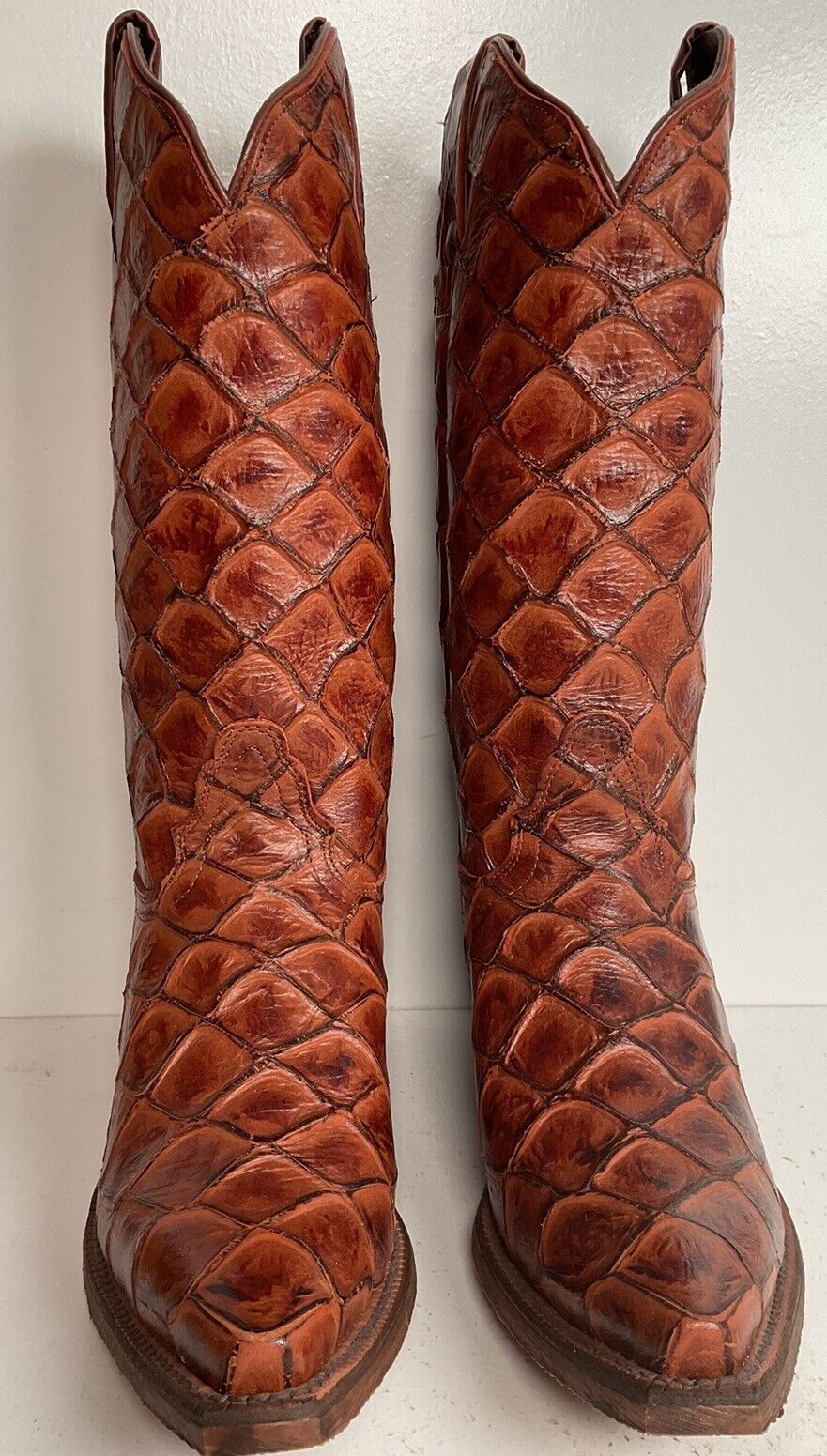 Nocona Bessie Full Pirarucu Print Cowgirl Boots 7.5 B Hero Collection Exotic