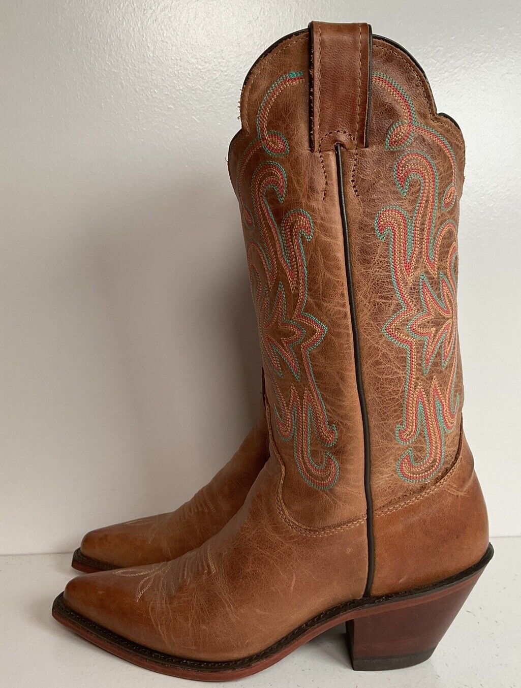 Justin Bent Rail Leather Cowgirl Boots 7 B New Without Box