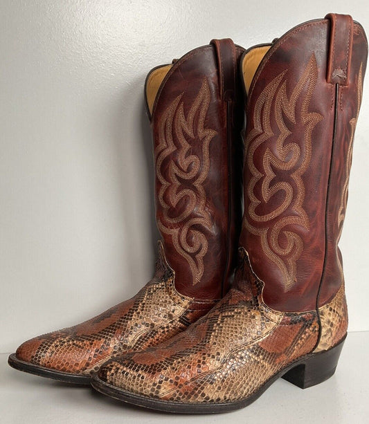 Vintage Chisholm Front Cut Python Cowboy Boots 10 D Snakeskin USA Made