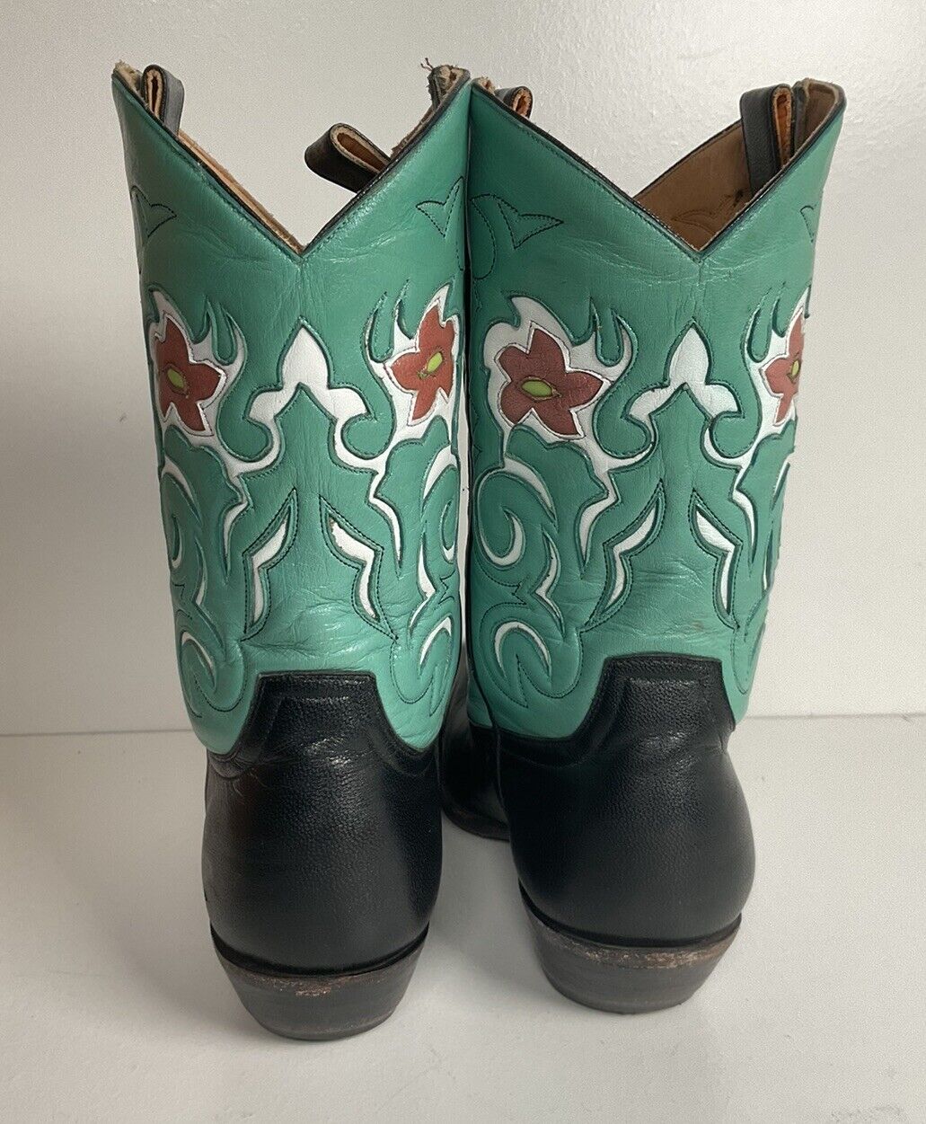 Old Gringo Turquoise Flower Cowgirl Boots 7 B Tooled Inlay Shorty