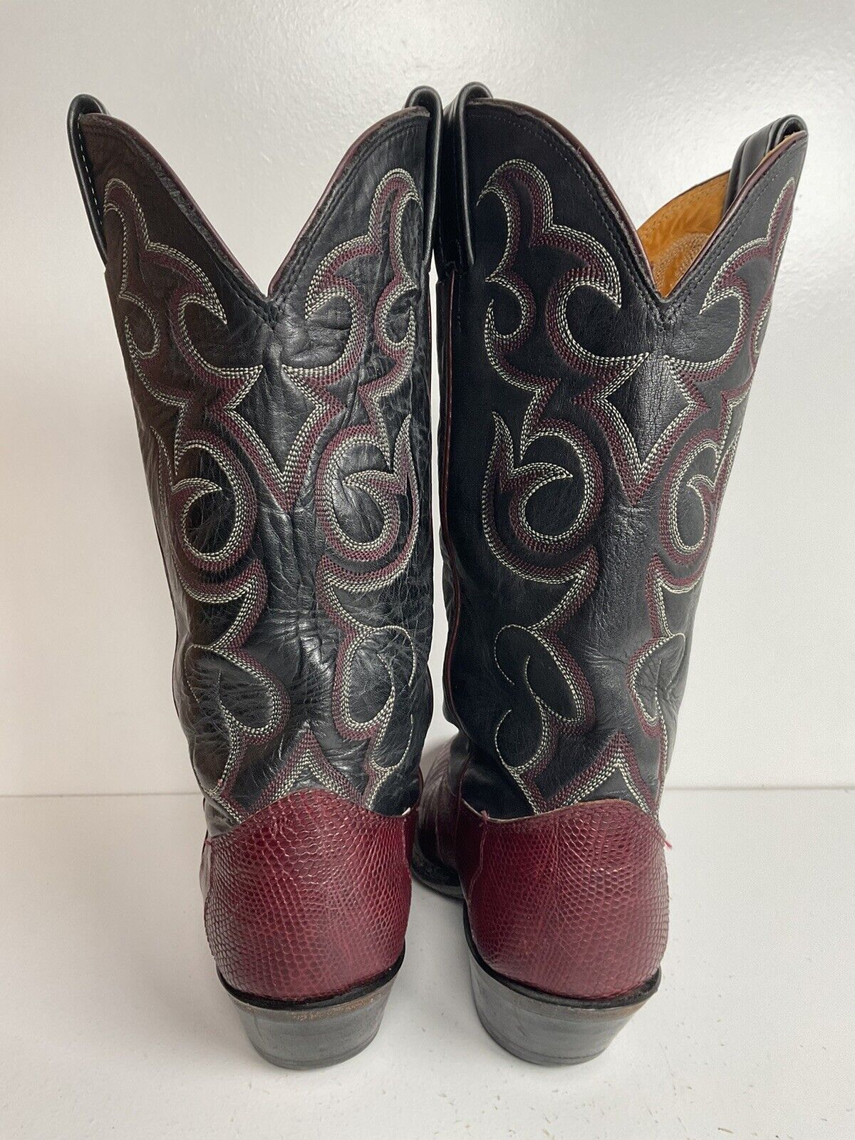 Vintage Nocona Plum Leather Cowgirl Boots 4 B Lizard Vamp