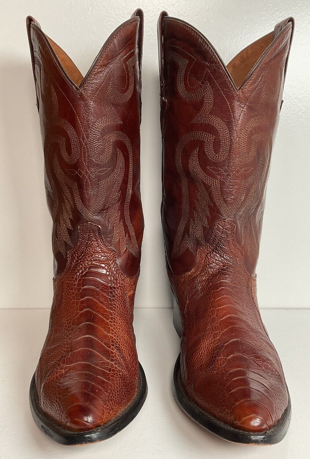 Lucchese For Resistol Ranch Exotic Ostrich Leg Cowboy Boots 11.5 D