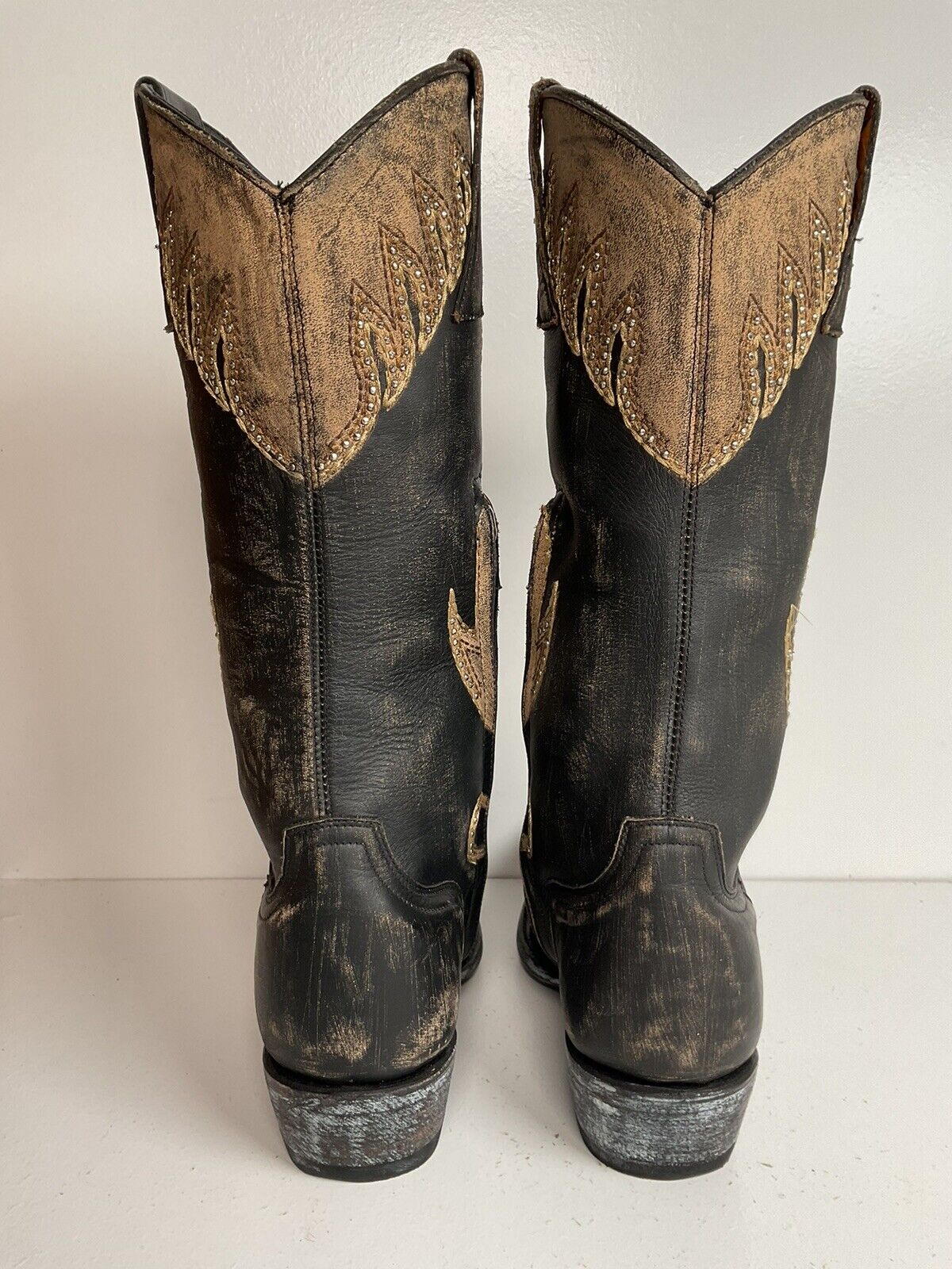 Old Gringo Western Zipper Boots 8 B Cowgirl Tooled Overlay