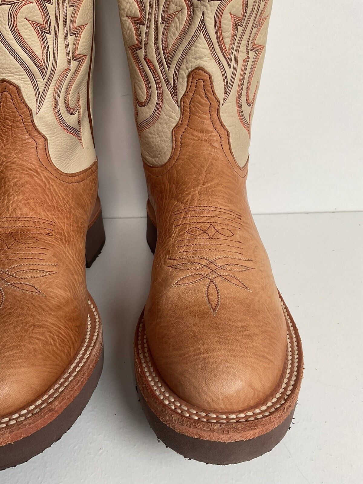 Vintage Tony Lama Cowgirl Shorty Roper Boots 6.5 B Crepe White Label