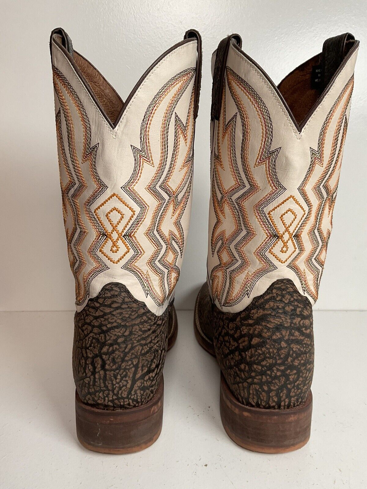 Nocona Shrunken Bull Shoulder Roper Boots 9.5 D Western Crepe Square Toe