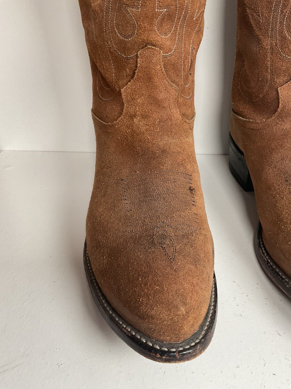 Tony Lama Full Rough Out Suede Cowboy Boots 12 D USA Made