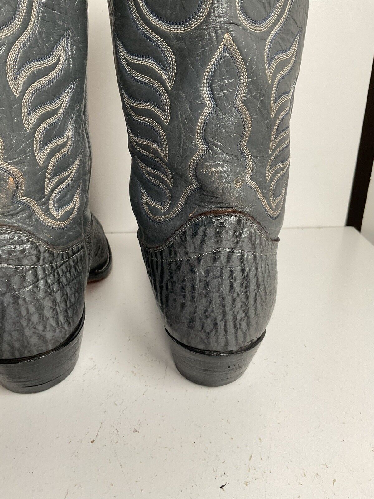 Hondo Exotic Sharkskin Cowboy Boots 8.5 D New Half Soles