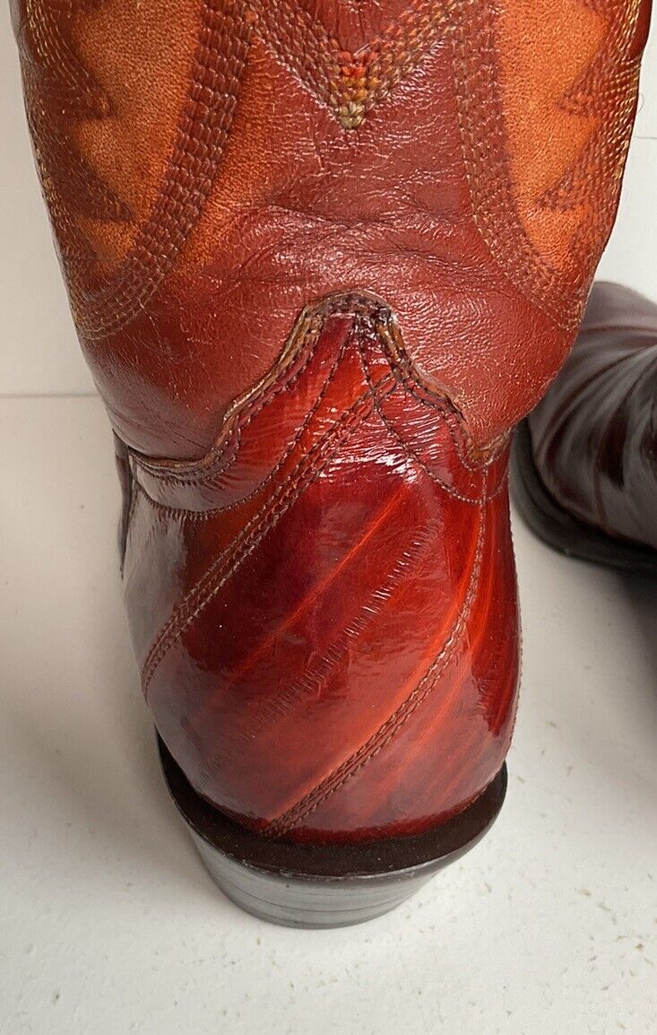 Early Corral Exotic Eel Skin Cowgirl Boots 7 M Cognac