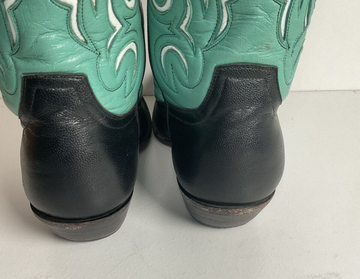 Old Gringo Turquoise Flower Cowgirl Boots 7 B Tooled Inlay Shorty