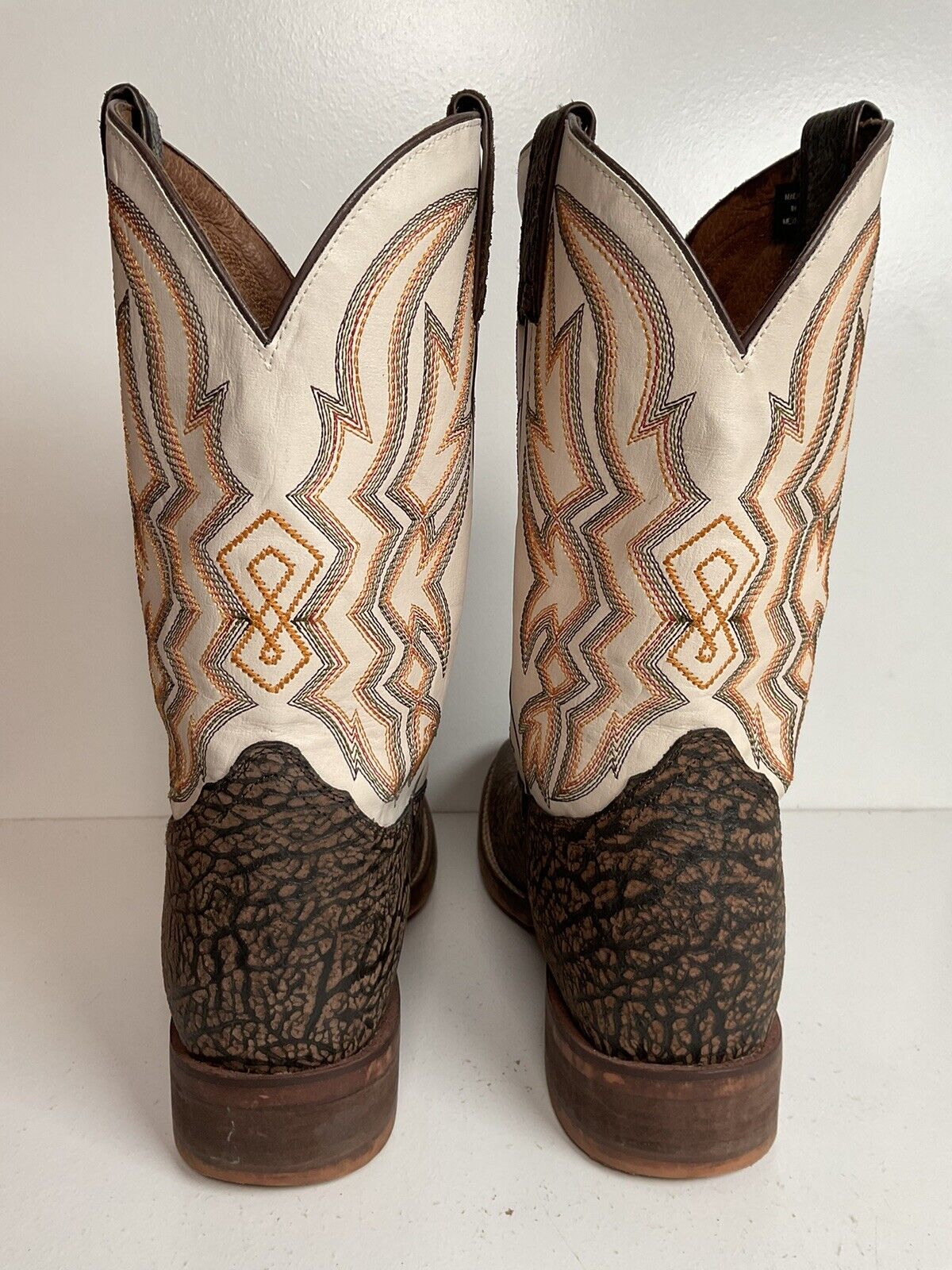 Nocona Shrunken Bull Shoulder Roper Boots 9.5 D Western Crepe Square Toe