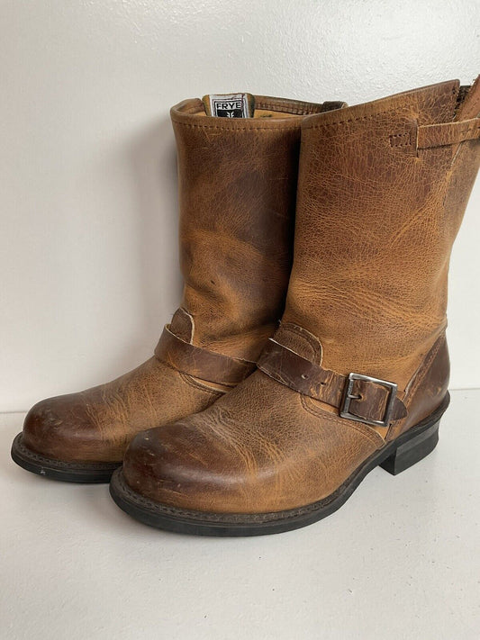 Frye Women’s 12 R Engineer Harness Boots 9 M Golden Brown 77400