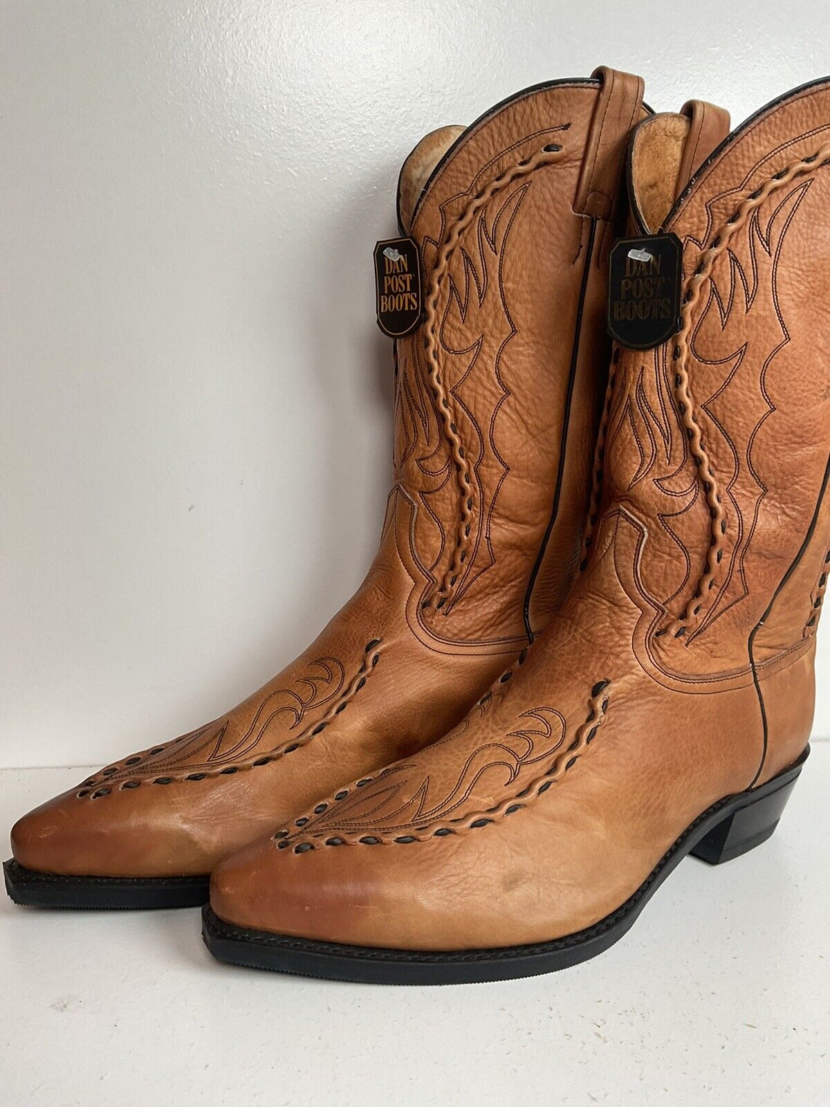 Dan Post Buck Lace Cowboy Work Boots 12 EW Brown Albany Leather Oil Resistant