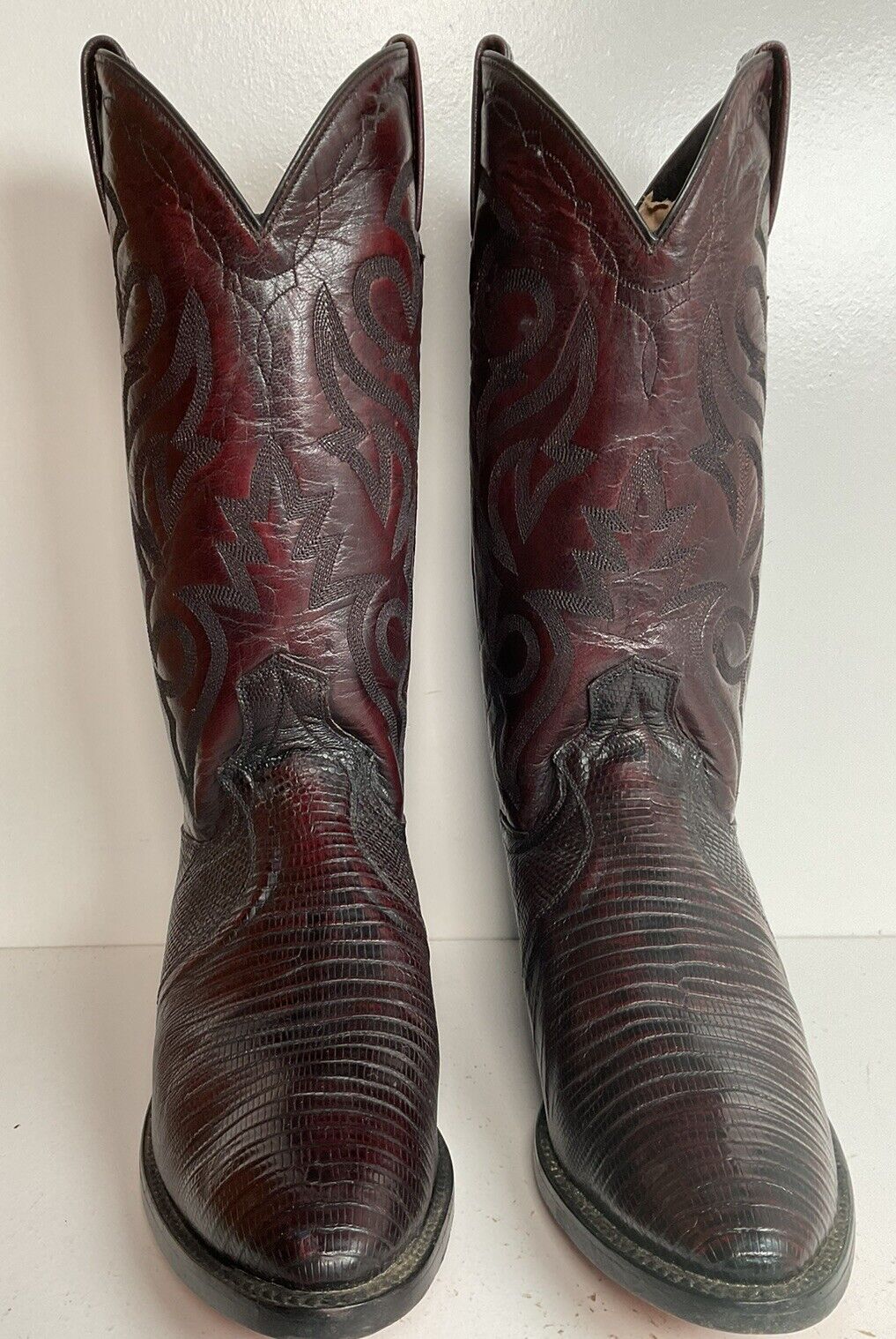 Dan Post Black Cherry Teju Lizard Cowboy Boots 8 D