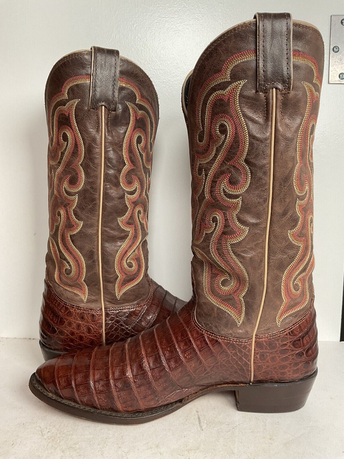 Nocona Exotic Caiman Crocodile Cowboy Boots 9 D Belly Cut USA