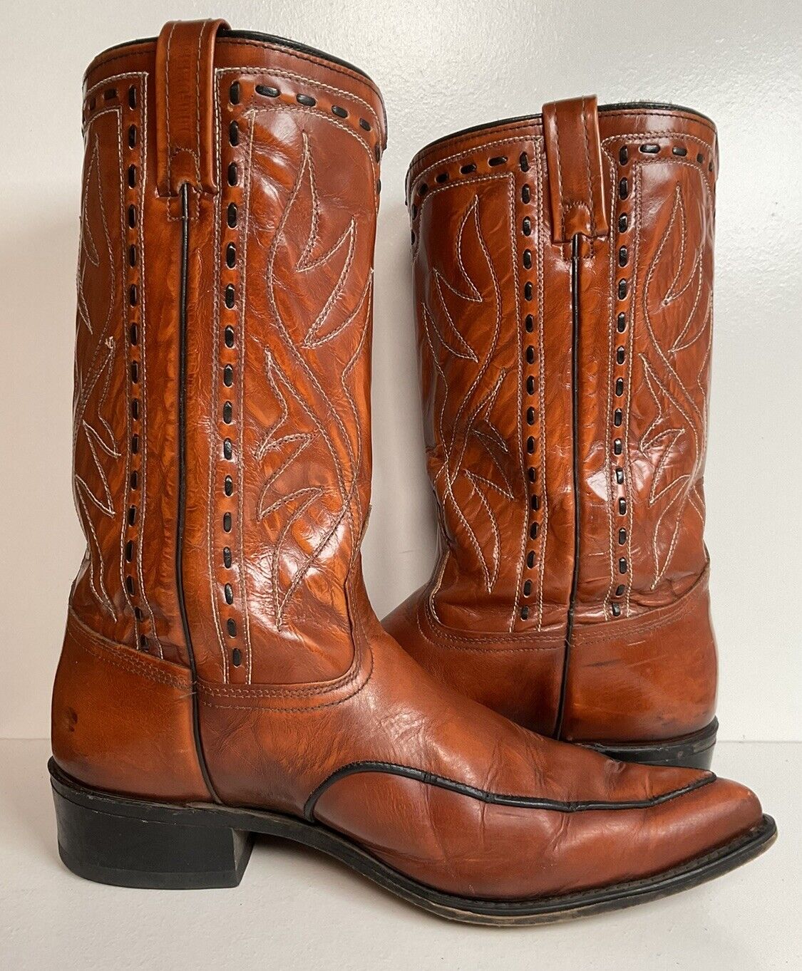 Vintage Dingo Acme Horseshoe Cowboy Boots 13 D Buck Stitched