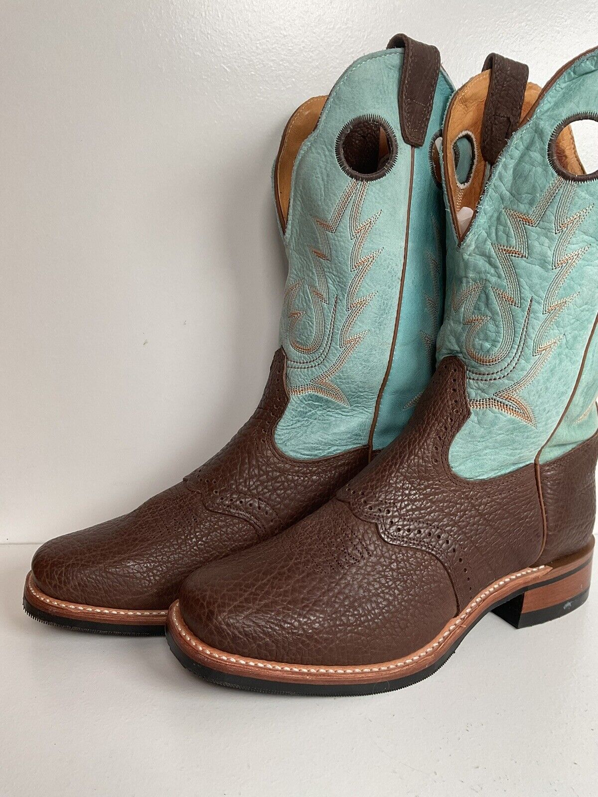 Boulet Turquoise Buckaroo Cowgirl Boots 9.5 C Crepe Sole