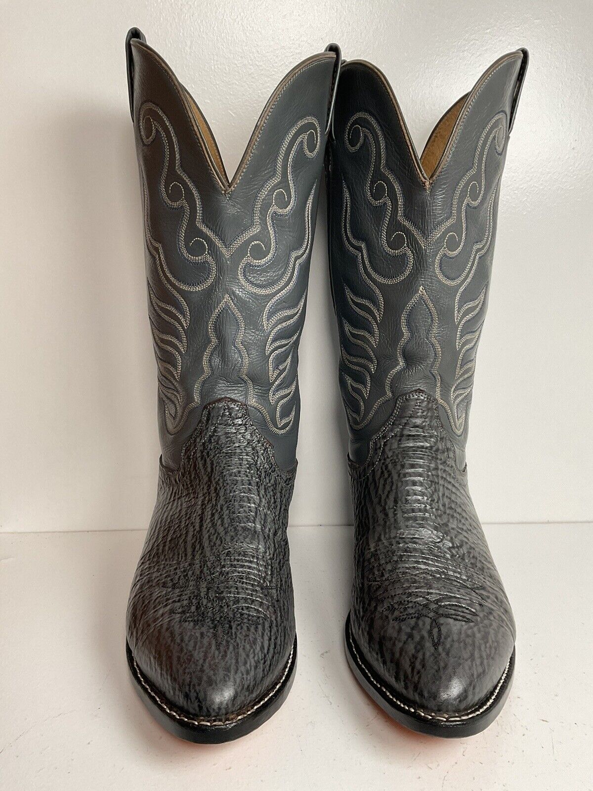 Hondo Exotic Sharkskin Cowboy Boots 8.5 D New Half Soles