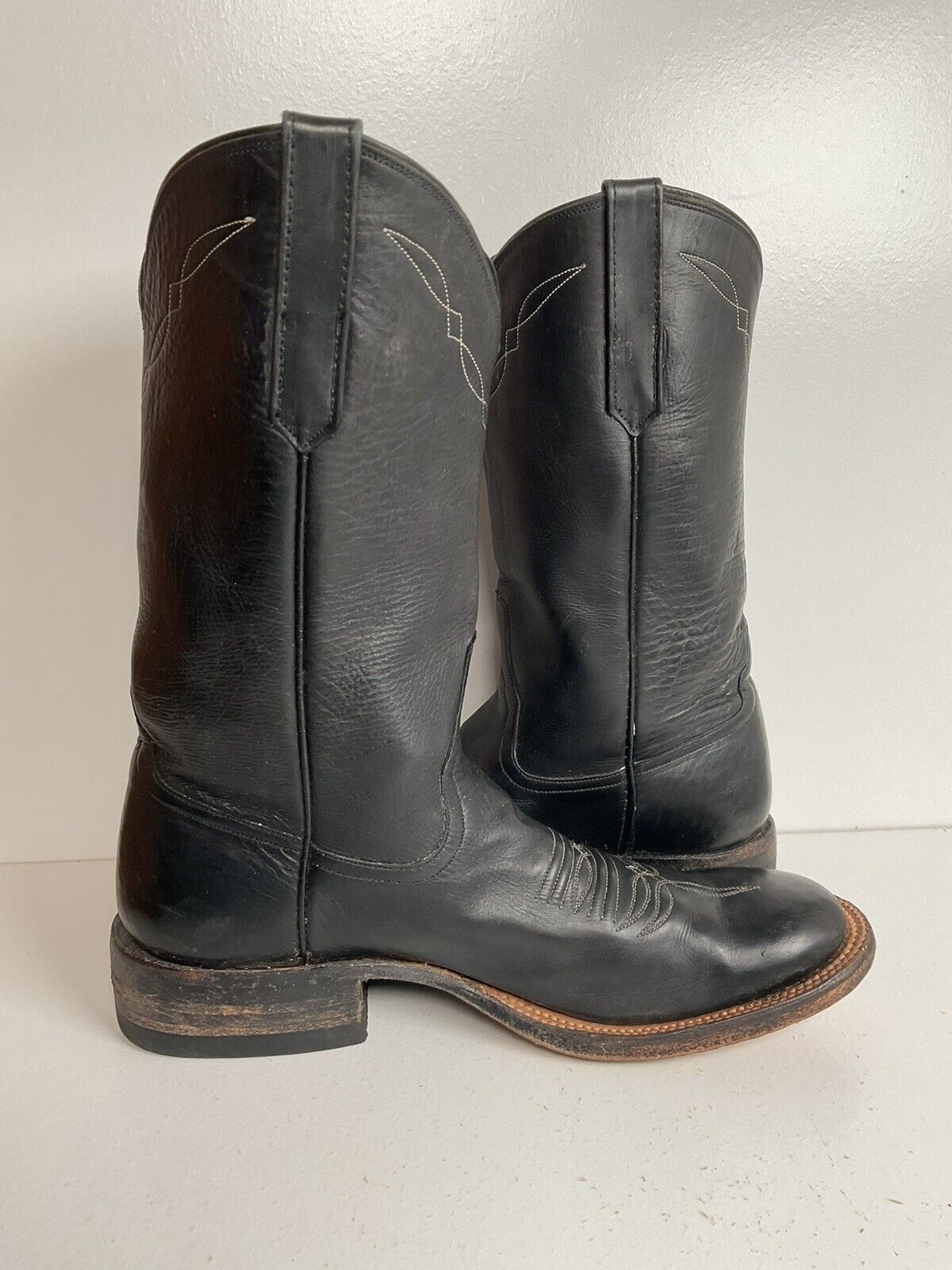 Rios Of Mercedes Black Leather Roper Boots 6.5 D USA