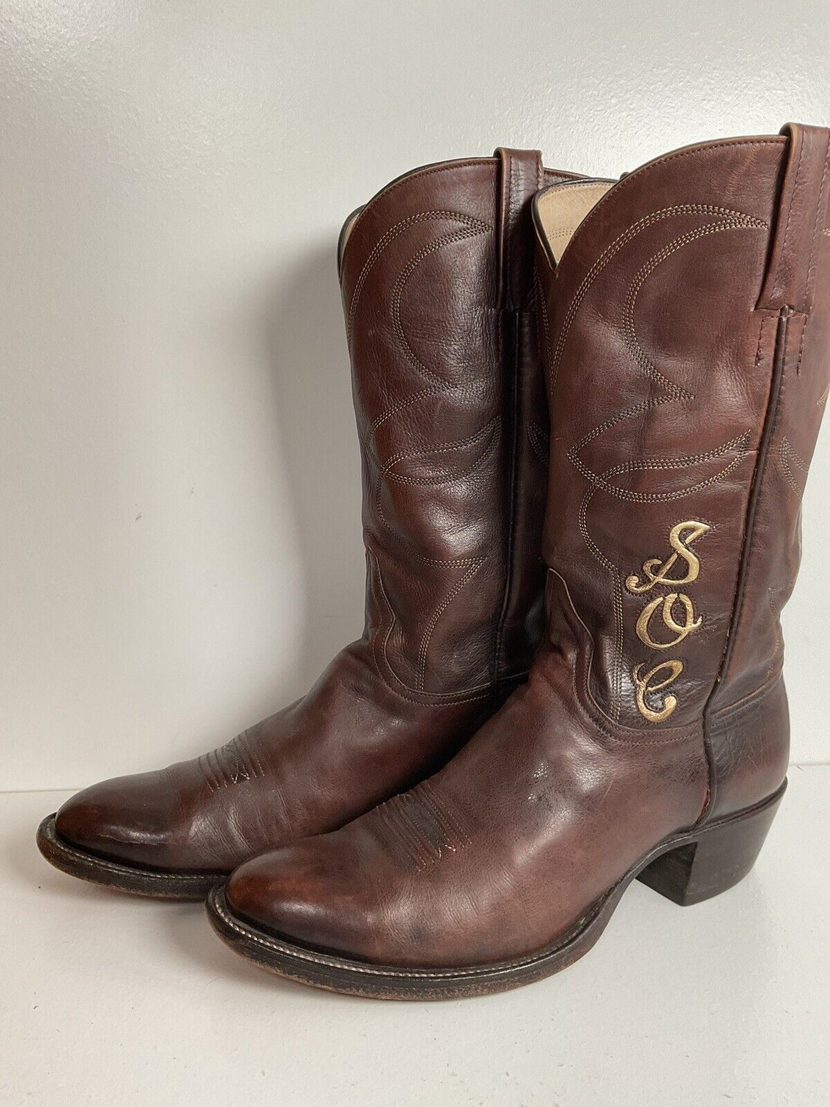 Vintage Rocky Carroll Custom Cowgirl Boots 8-8.5 Texas Americana