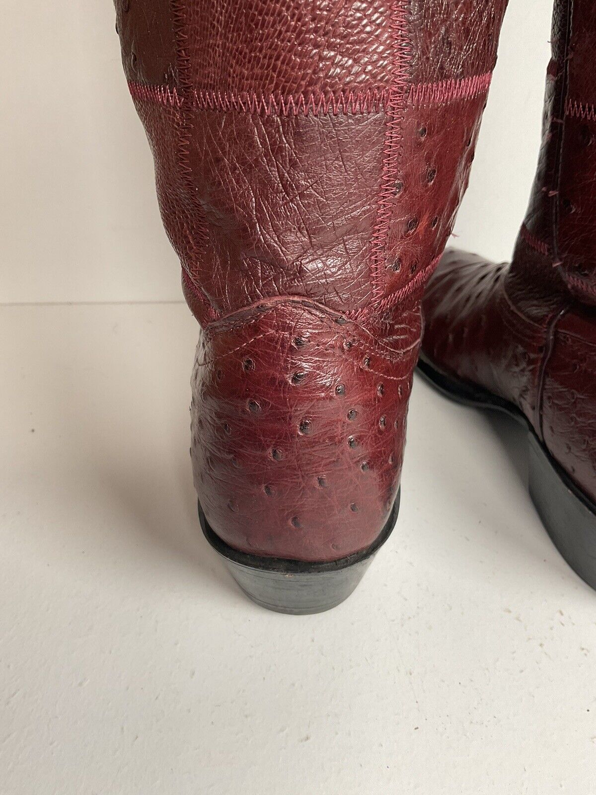 Vintage Nocona Exotic Ostrich Quill Cowgirl Boots 5 C Quilted Patchwork USA