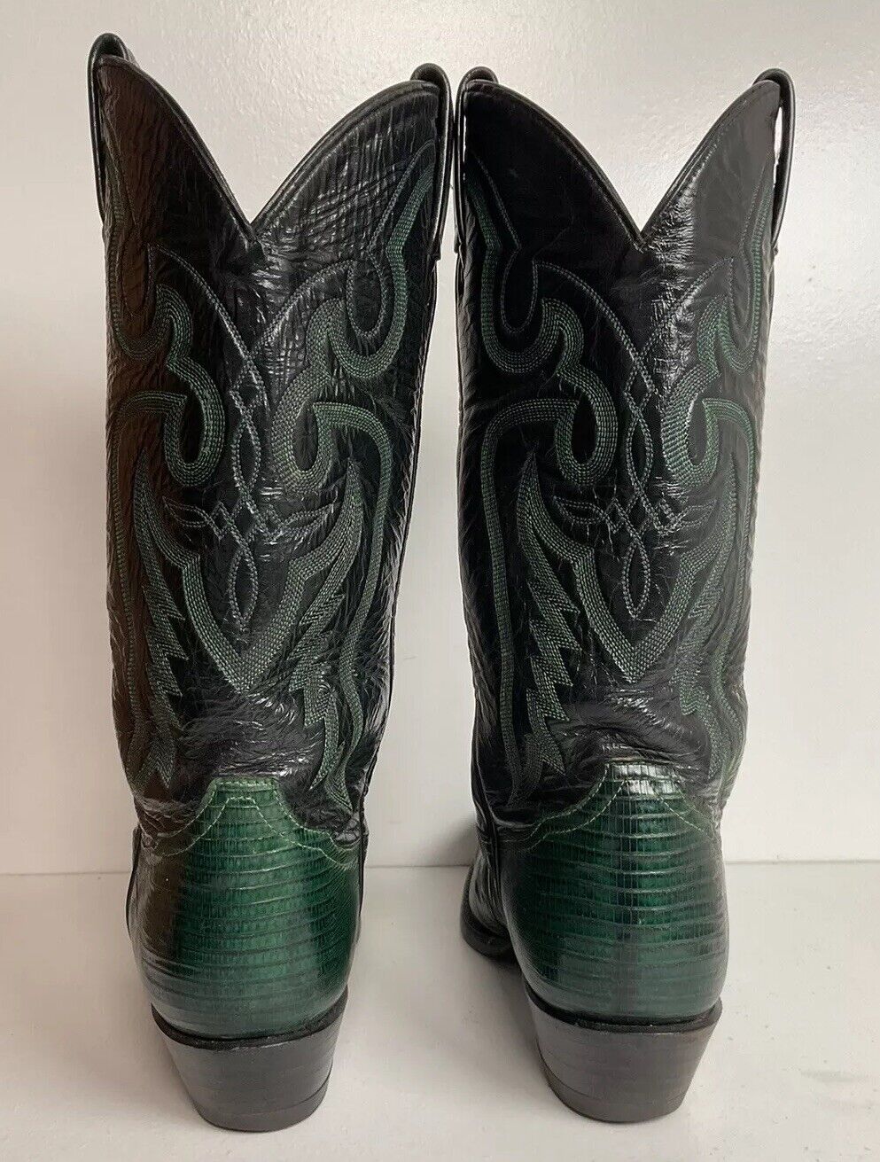 Tony Lama Emerald Green Teju Lizard Cowboy Boots 8 EE USA Made