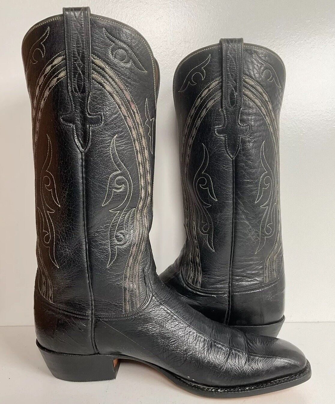 Lucchese San Antonio Exotic Eel Cowboy Boots 9 B Vintage French Toe