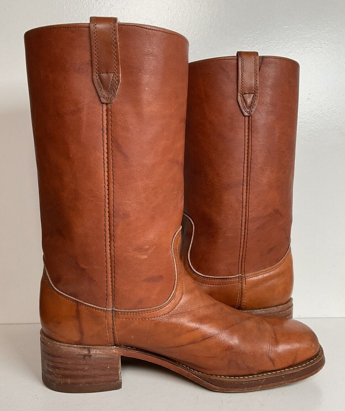 Vintage Dingo Acme Leather Campus Boots 12 D USA Made Thrashed