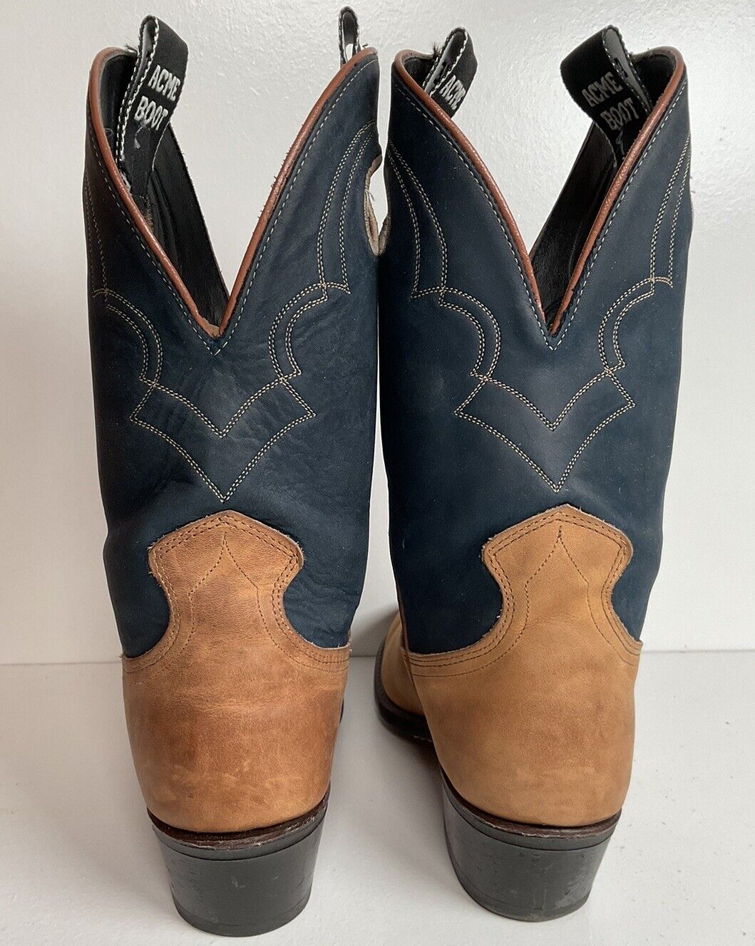 Vintage Acme Shorty Buckaroo Cowboy Boots 9 D Punchy Cloth Pull