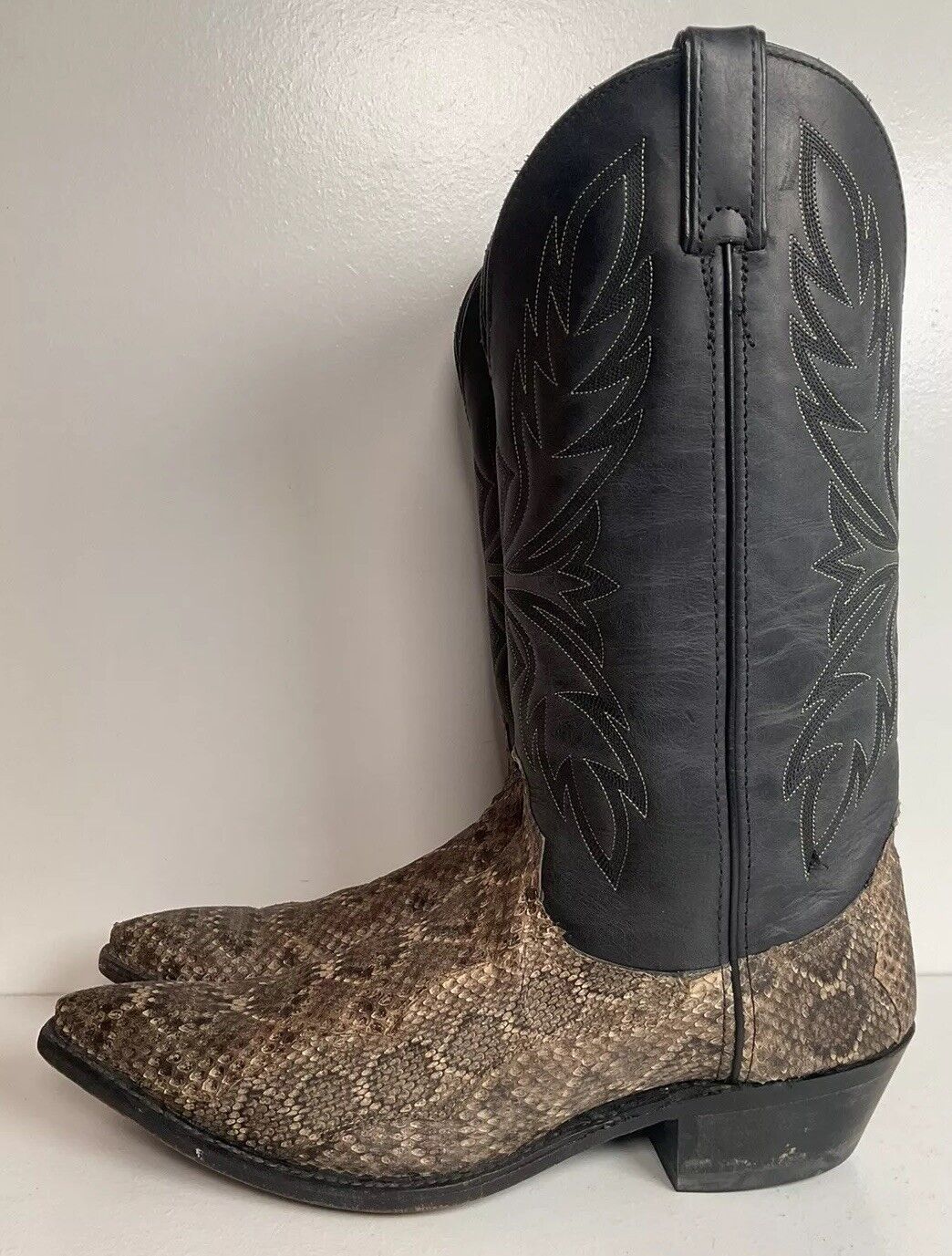 Code West For Dan Post Diamondback Rattlesnake Cowboy Boots 11 M Snip Toe