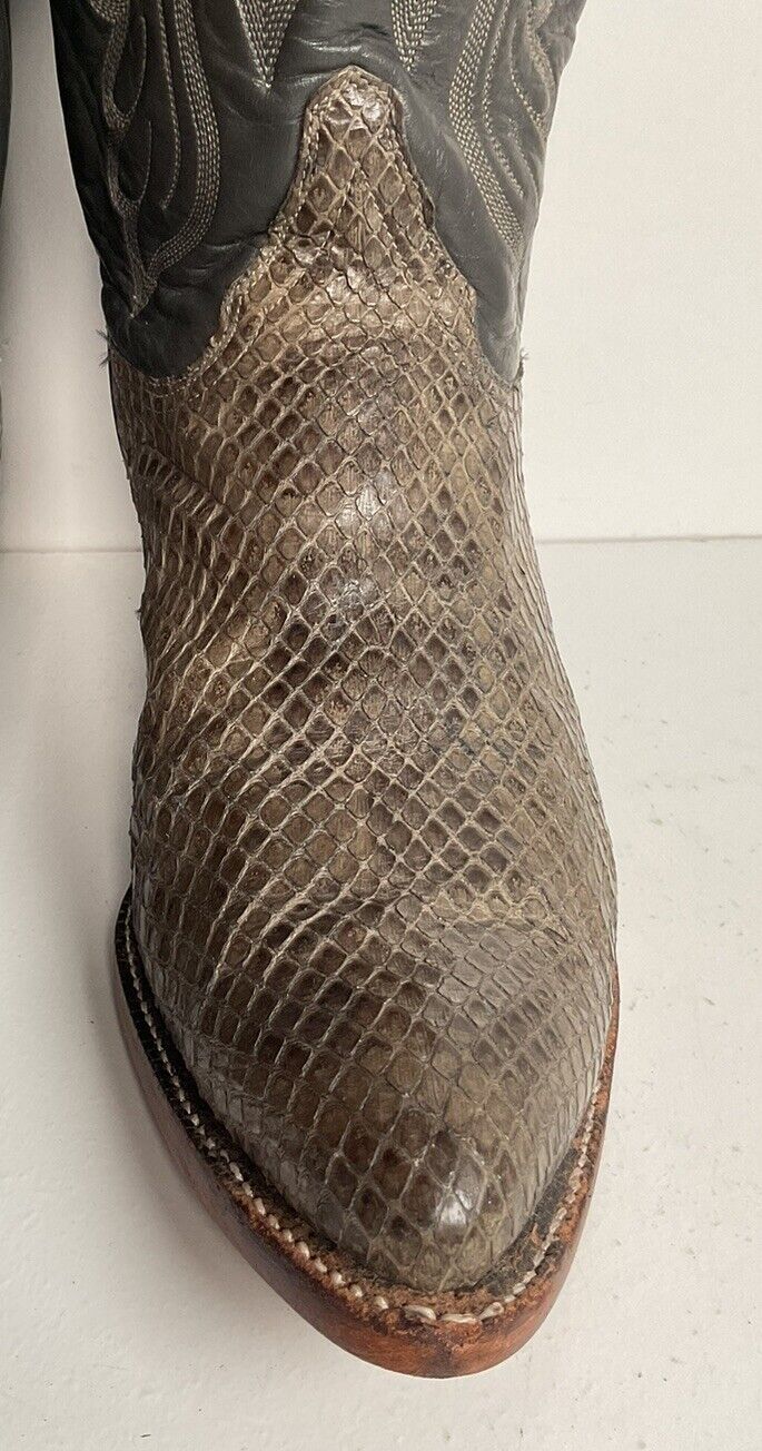 Tony Lama Exotic Anaconda Snakeskin Cowboy Boots 9 D Gold Label Recraft