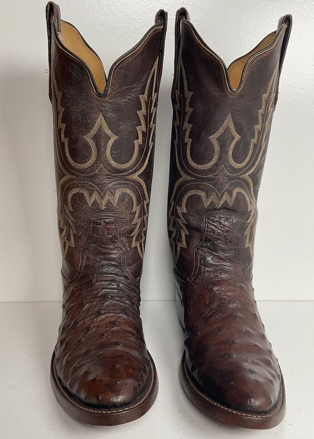 Vintage Rios Of Mercedes Exotic Ostrich Quill Cowboy Boots 8.5 B New Welts