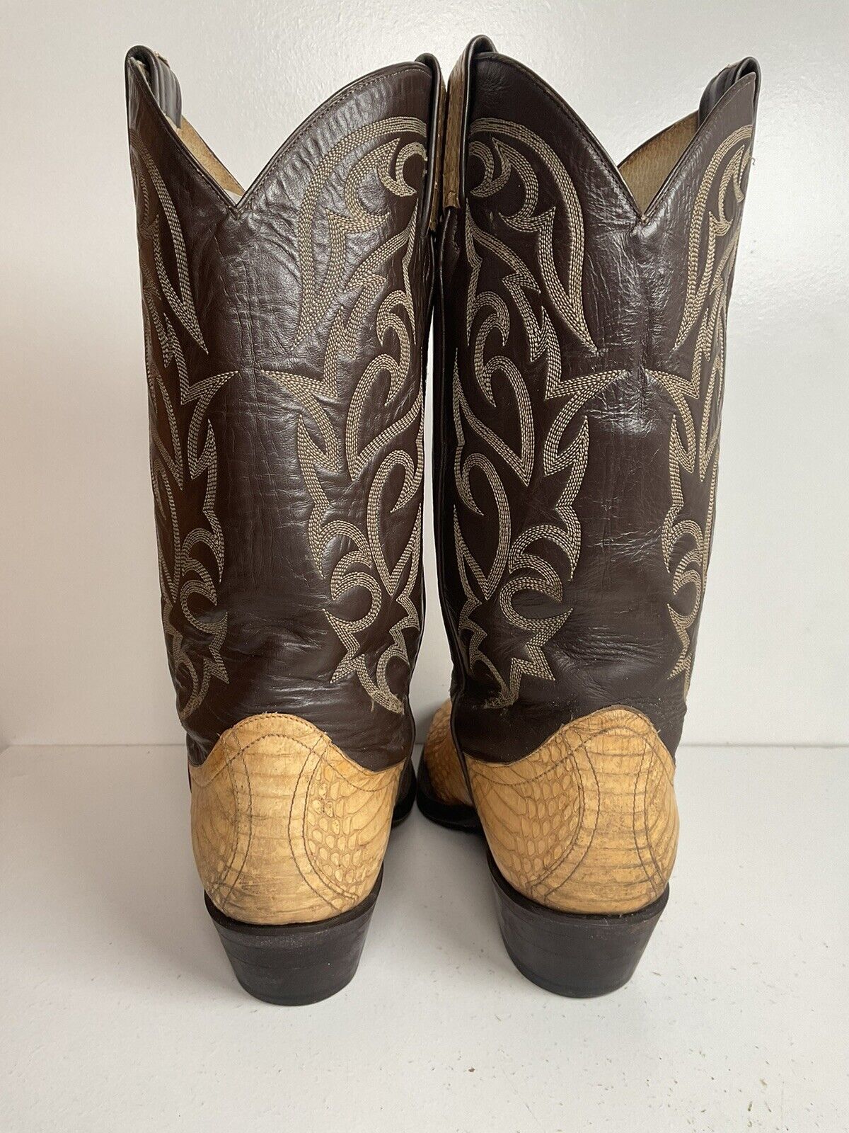 Vintage Larry Mahan King Cobra Snakeskin Cowboy Boots 9 D