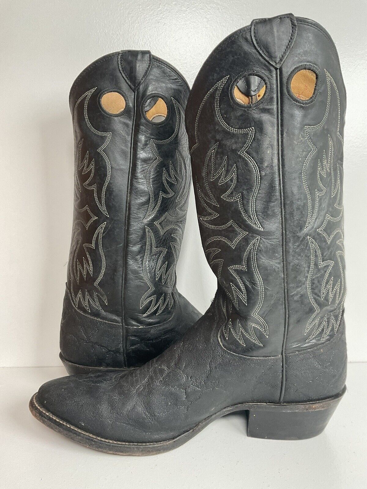 Justin Faux Elephant Print On Cowhide Buckaroo Cowboy Boots 10 D Punchy