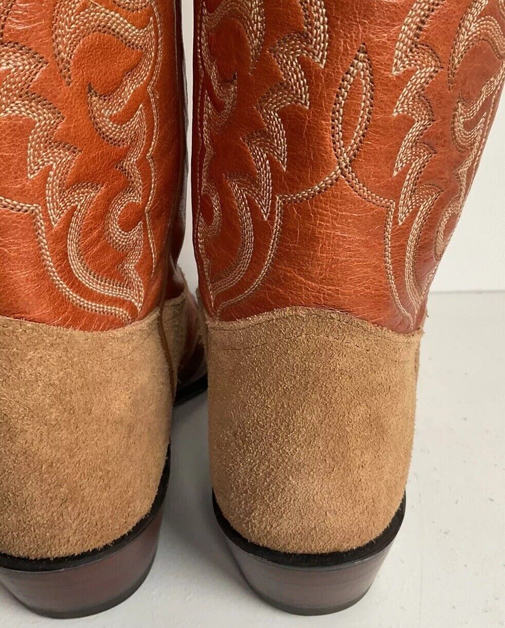 Tony Lama Rough Out Suede Cowgirl Boots 7 B Wingtip USA Made