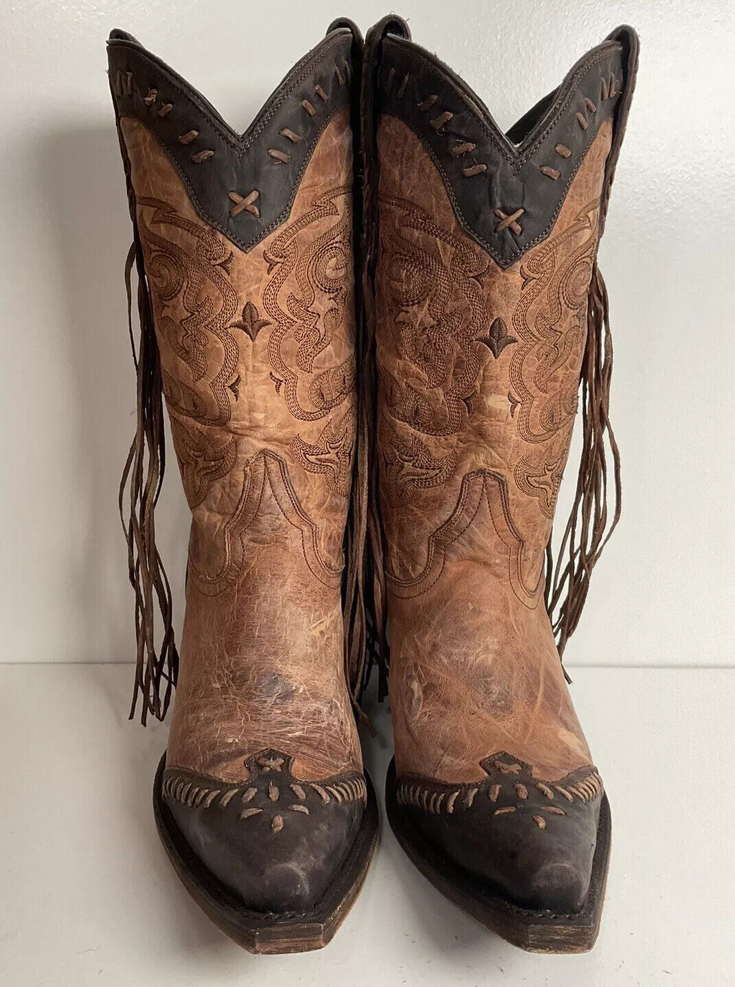 Lucchese Fringe Cowgirl Boots 9 B Wingtip New Without Box