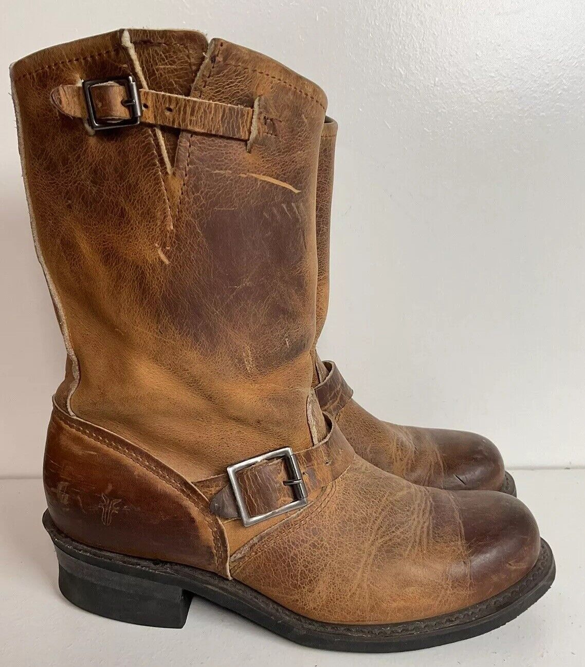 Frye Women’s 12 R Engineer Harness Boots 9 M Golden Brown 77400