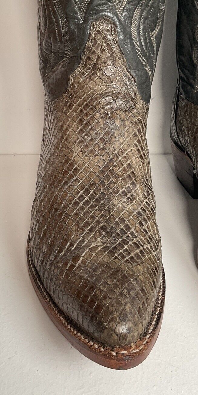 Tony Lama Exotic Anaconda Snakeskin Cowboy Boots 9 D Gold Label Recraft