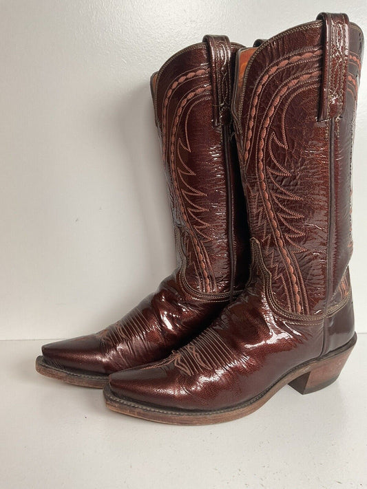 Lucchese Women’s 1883 Glossy Patent Leather Cowgirl Boots 6 B